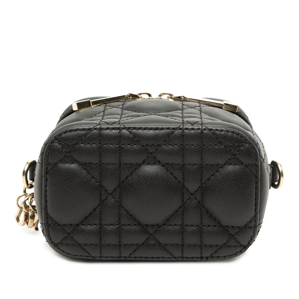 Dior Micro Lambskin Cannage Lady Dior Vanity Case Black Leather Very good - Inside View