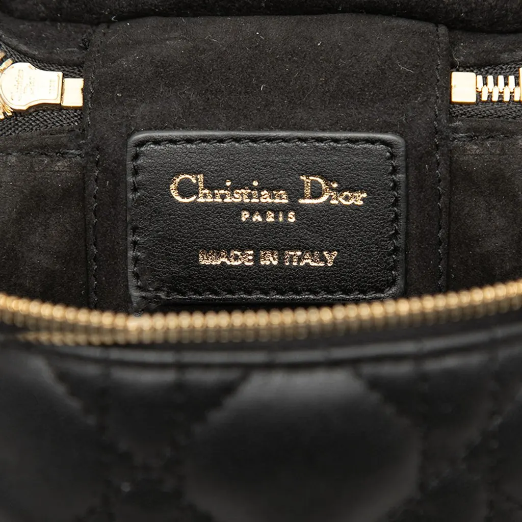 Dior Micro Lambskin Cannage Lady Dior Vanity Case Black Leather Very good - Box View