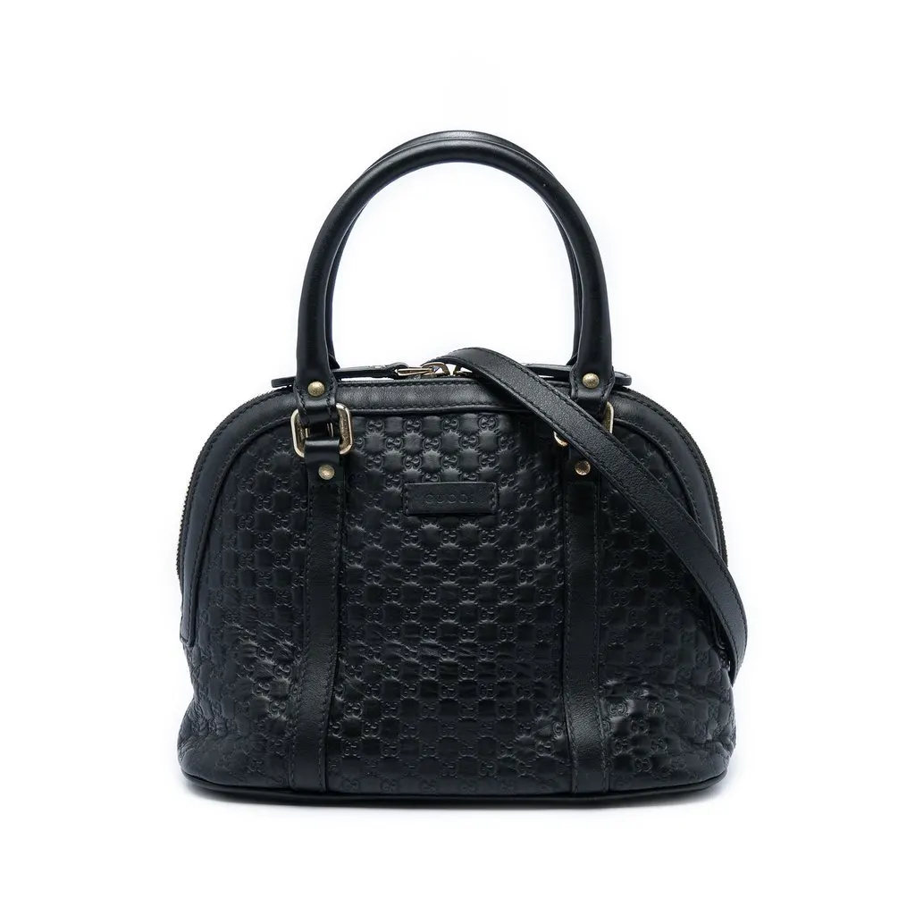 Gucci Mini Microguccissima Dome Satchel Black Leather Very good - Front View