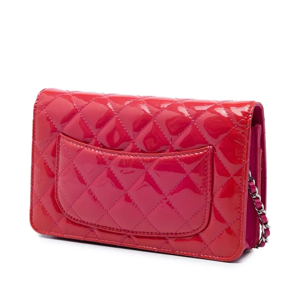 Chanel Bicolor Classic Patent Wallet On Chain Red Leather Very good - Back View