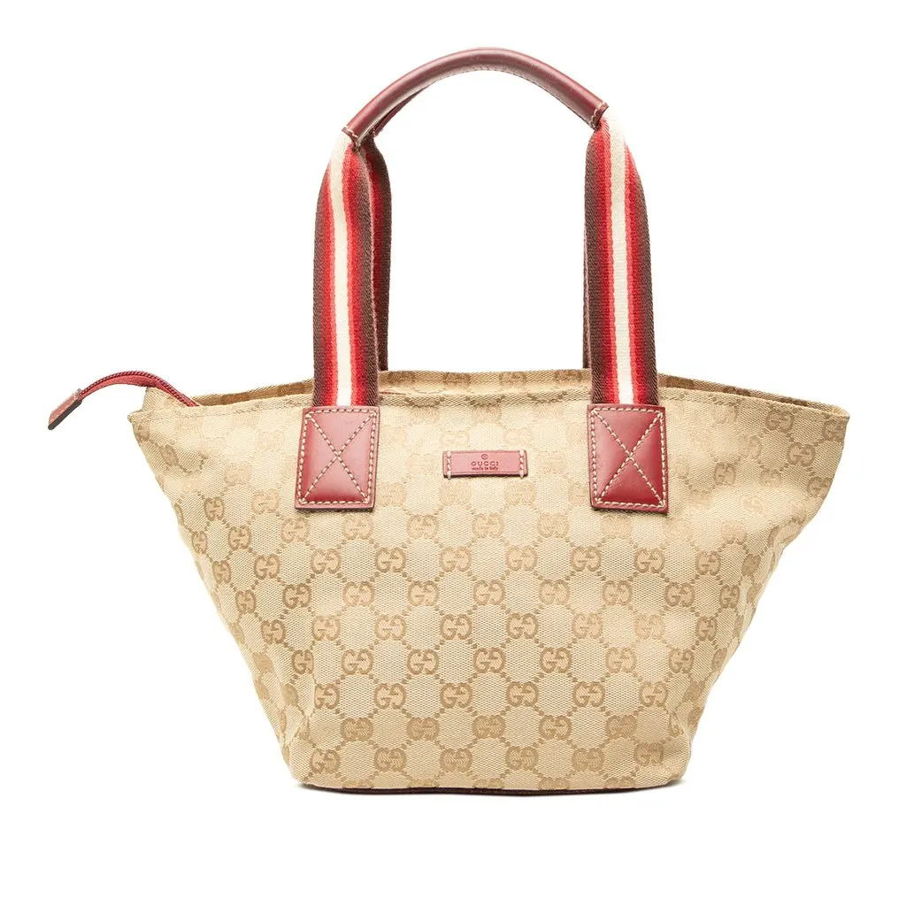 Gucci GG Canvas Web Tote Beige Canvas Very good - Front View