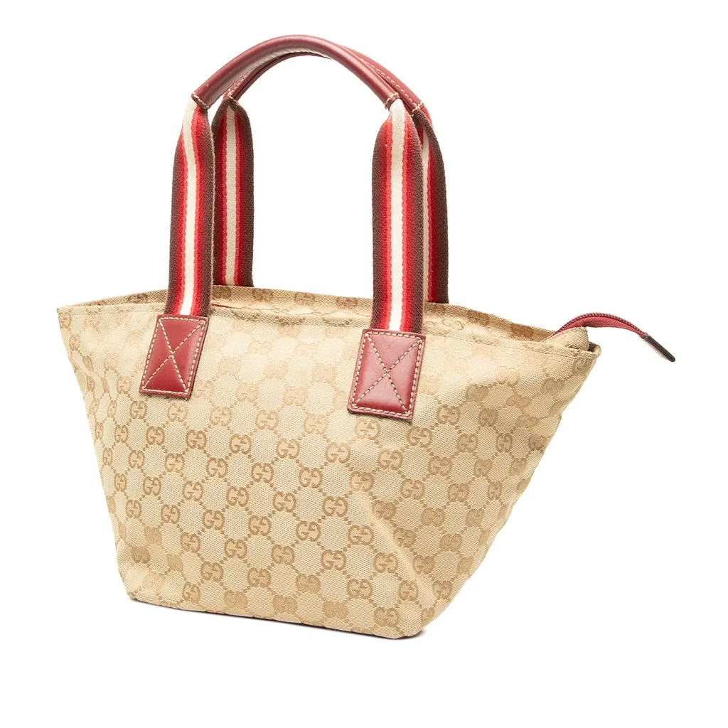 Gucci GG Canvas Web Tote Beige Canvas Very good - Back View