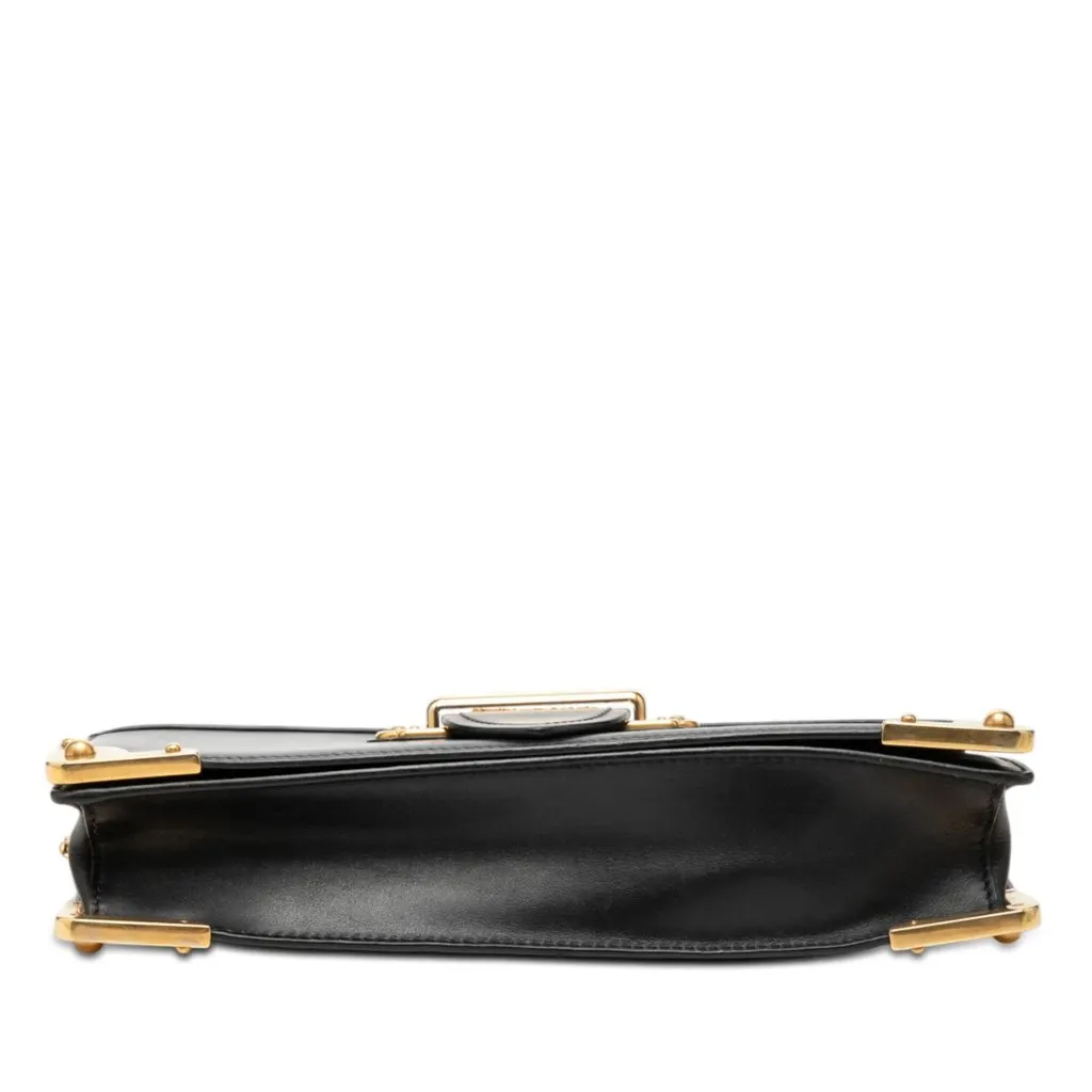 Prada City Calf and Saffiano Cahier Chain Clutch Black Leather Very good - Inside View