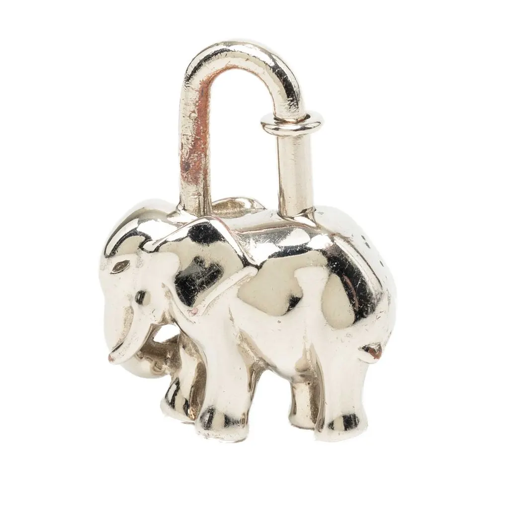 Hermès Palladium Plated Elephant Cadena Lock Charm Silver Palladium Very good - Front View