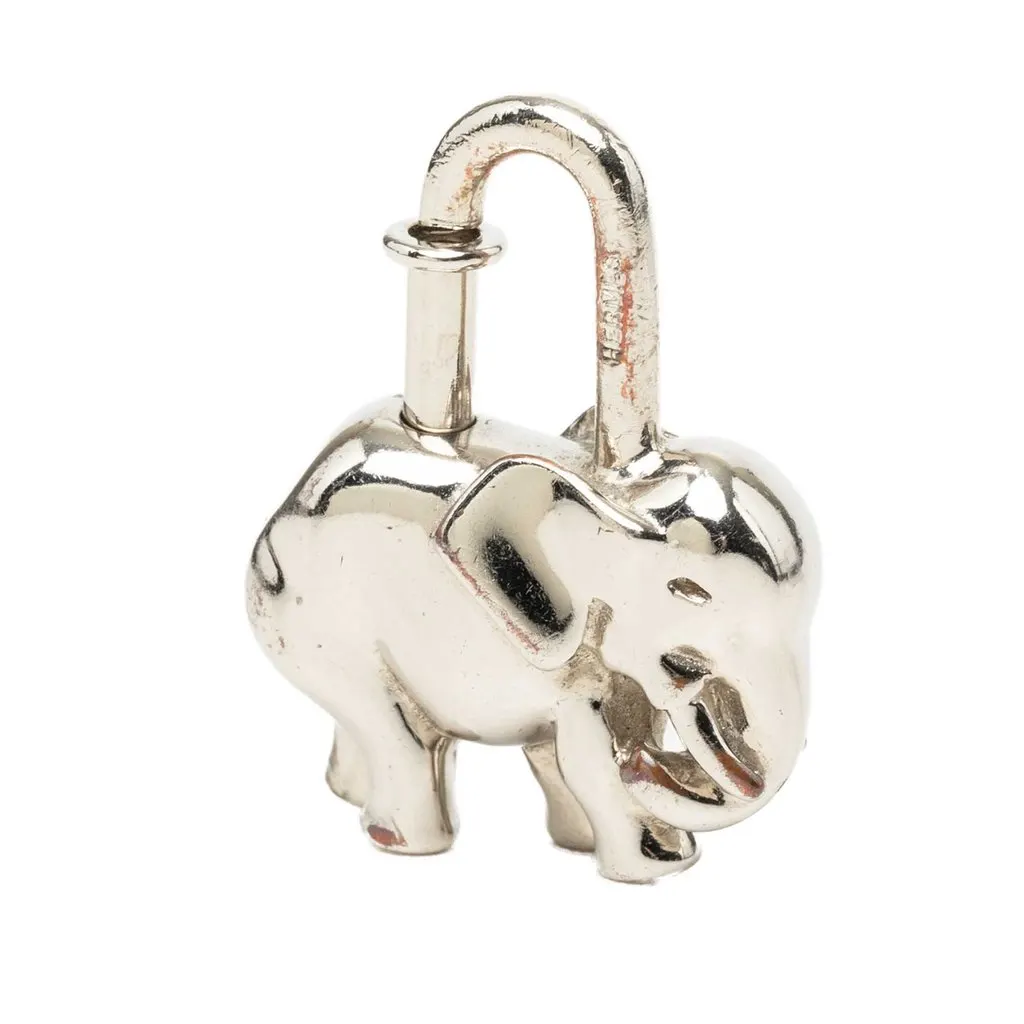 Hermès Palladium Plated Elephant Cadena Lock Charm Silver Palladium Very good - Back View
