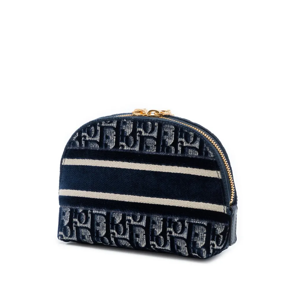 Dior Velvet Oblique Cosmetic Pouch Blue Velvet Very good - Back View