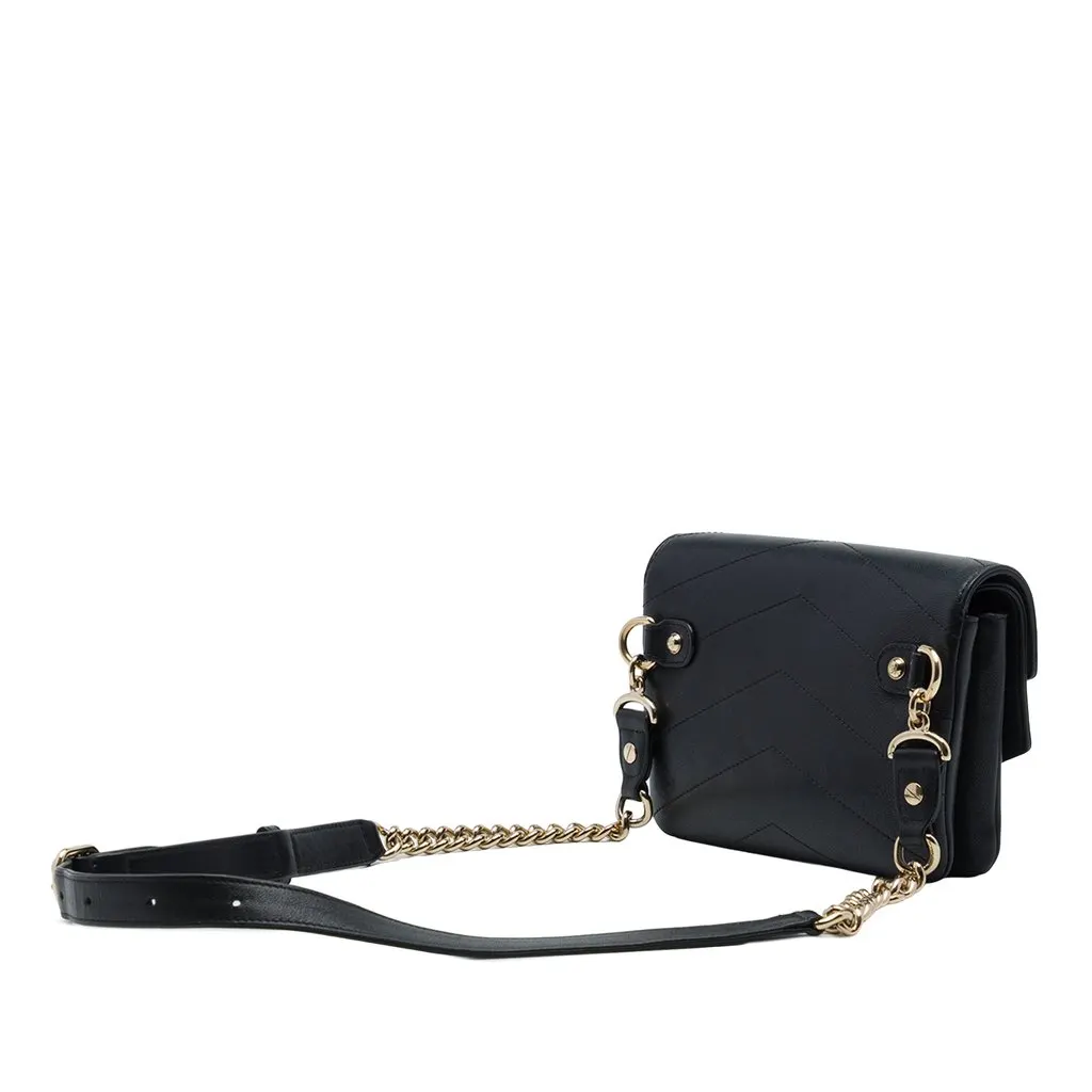 Chanel CC Chevron Sheepskin Double Envelope Flap Black Leather Very good - Back View