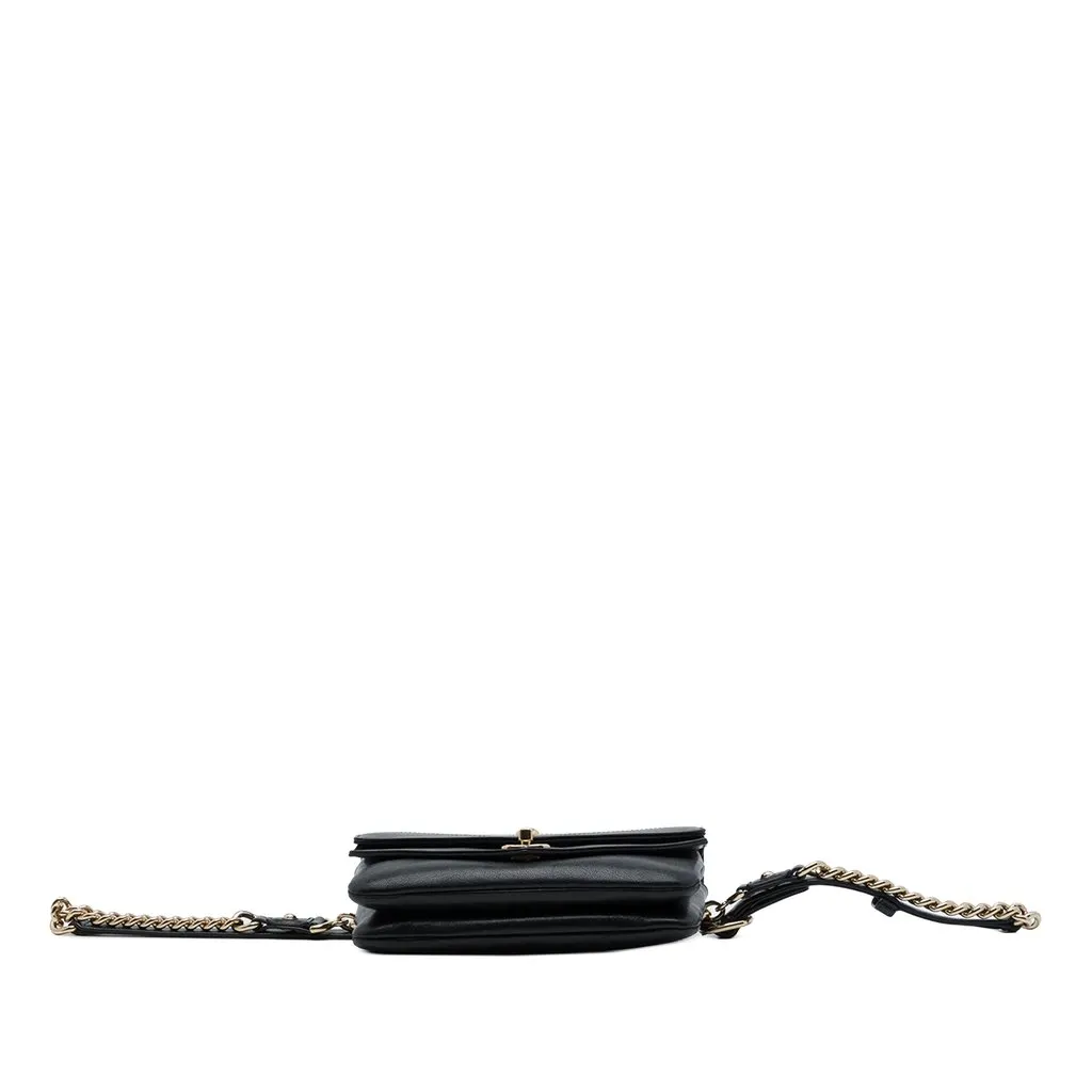 Chanel CC Chevron Sheepskin Double Envelope Flap Black Leather Very good - Inside View