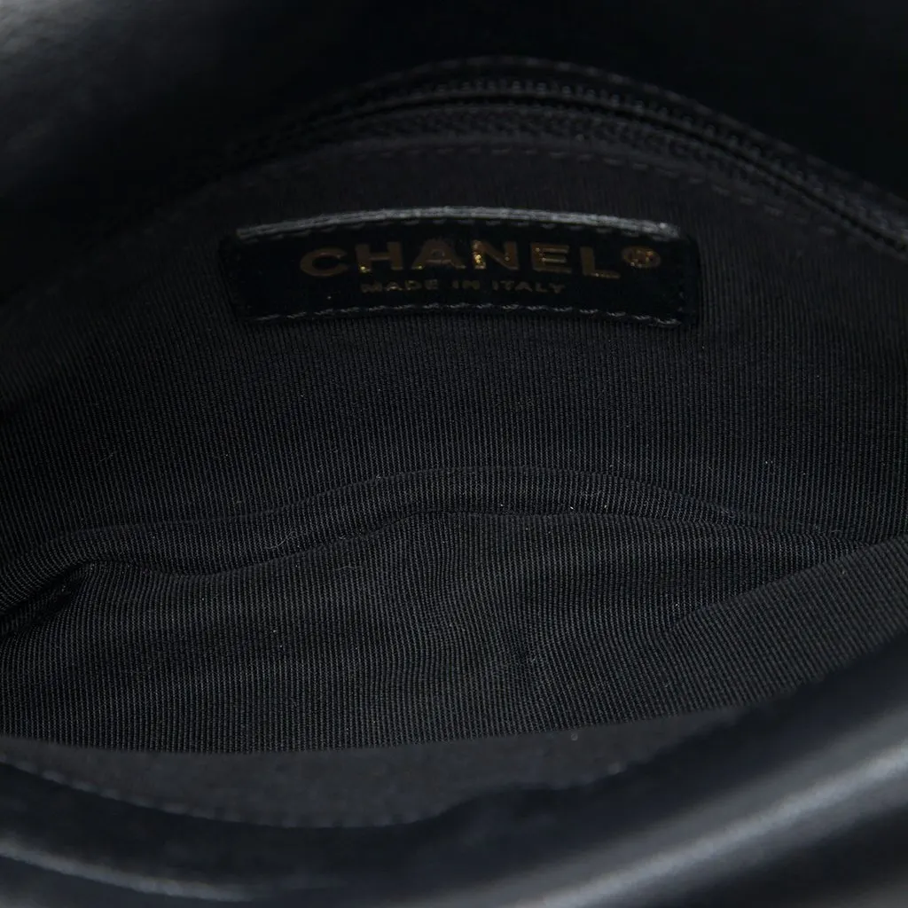 Chanel CC Chevron Sheepskin Double Envelope Flap Black Leather Very good - Model View