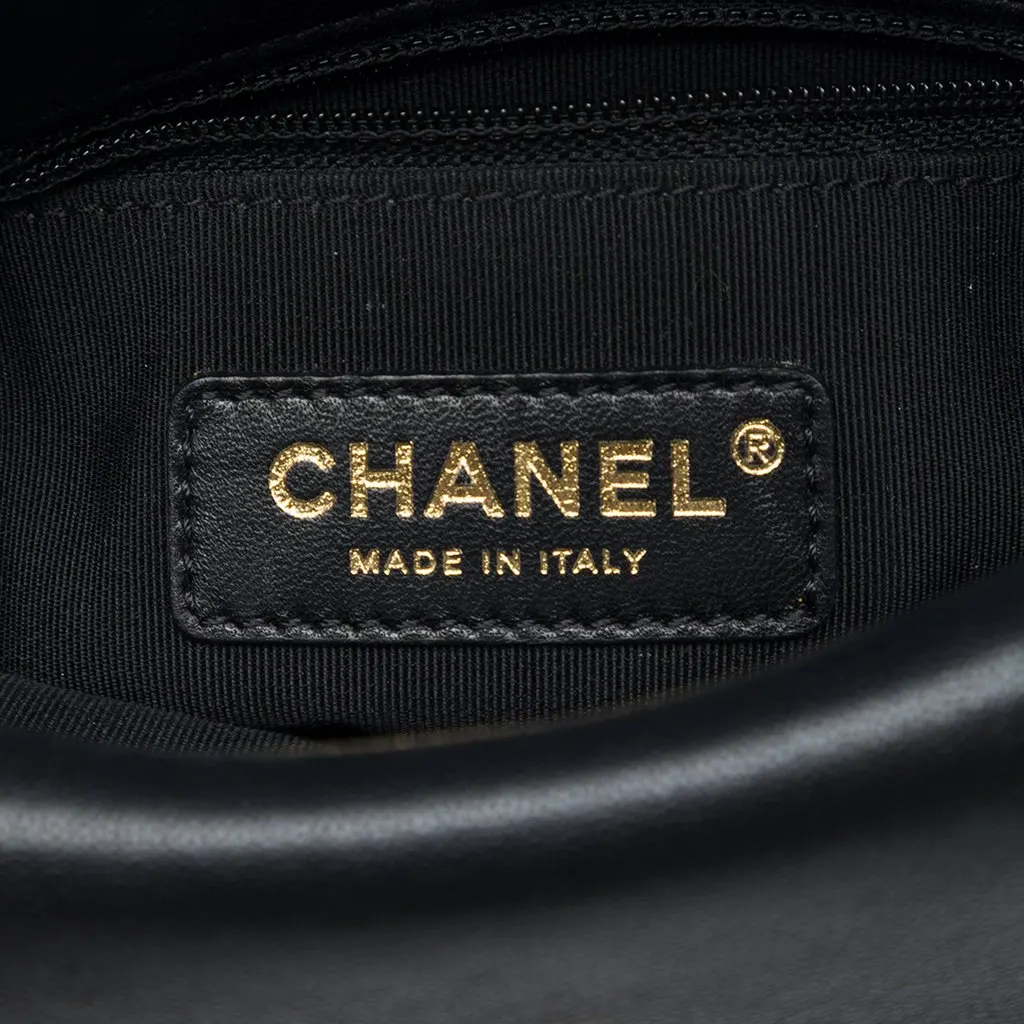 Chanel CC Chevron Sheepskin Double Envelope Flap Black Leather Very good - Box View