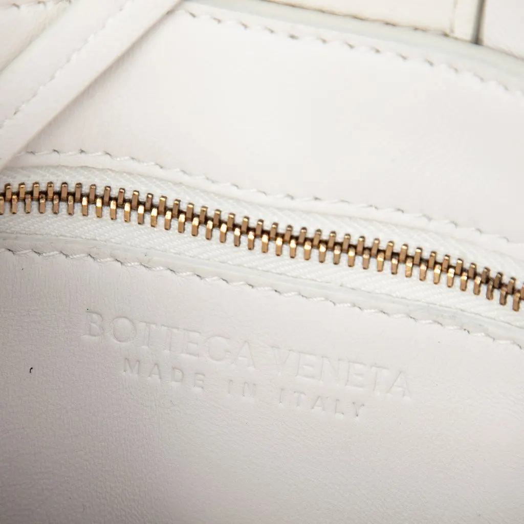 Bottega Veneta Mini Maxi Intrecciato Nappa North South Cassette Tote White Leather Very good - Box View