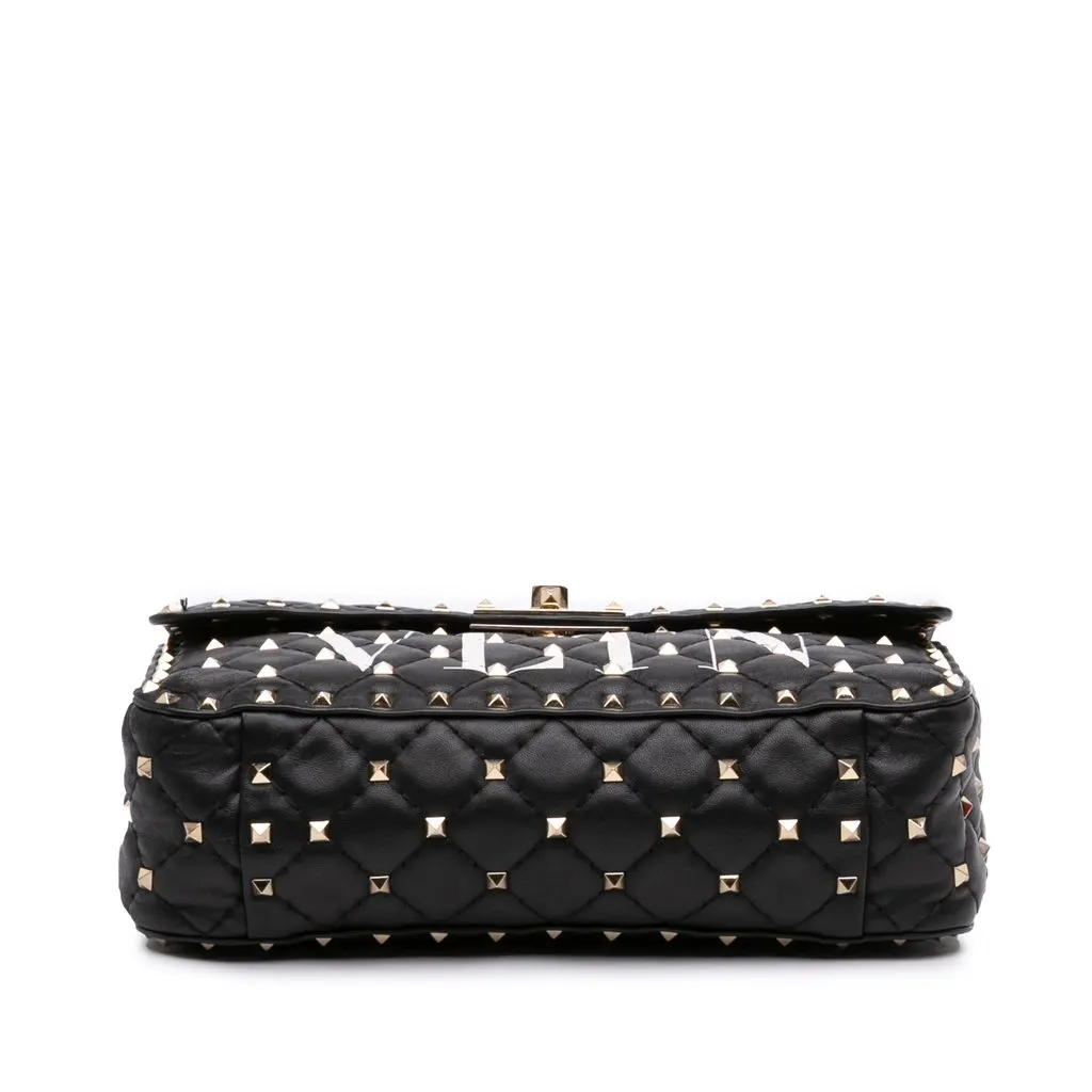 Valentino Medium Lambskin VLTN Rockstud Spike Satchel Black Leather Very good - Inside View