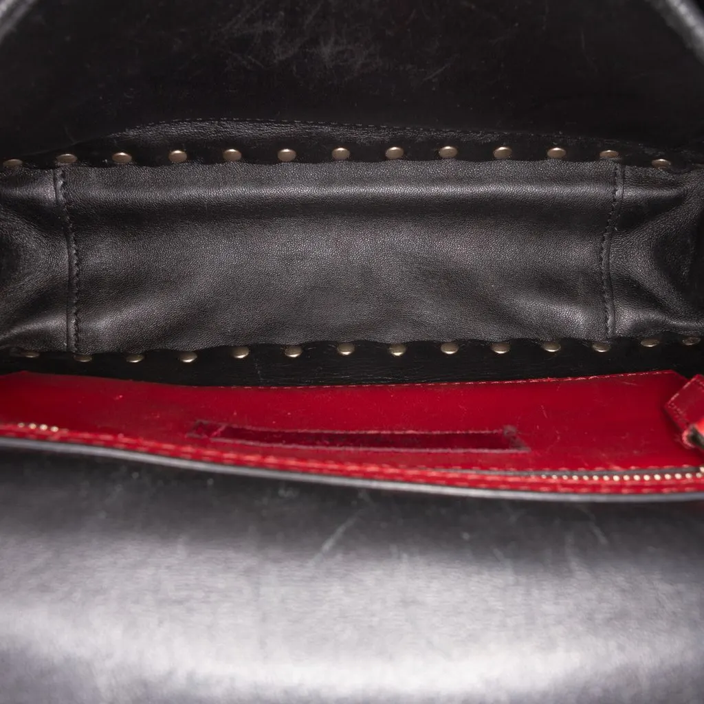 Valentino Medium Lambskin VLTN Rockstud Spike Satchel Black Leather Very good - Model View