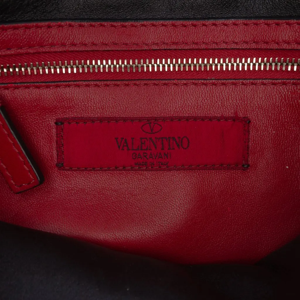 Valentino Medium Lambskin VLTN Rockstud Spike Satchel Black Leather Very good - Box View