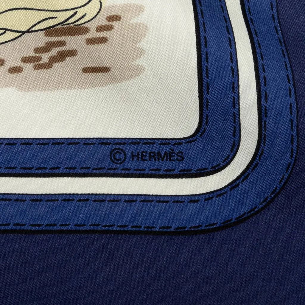 Hermès Ecuries Silk Scarf 90 White Silk Good - Model View
