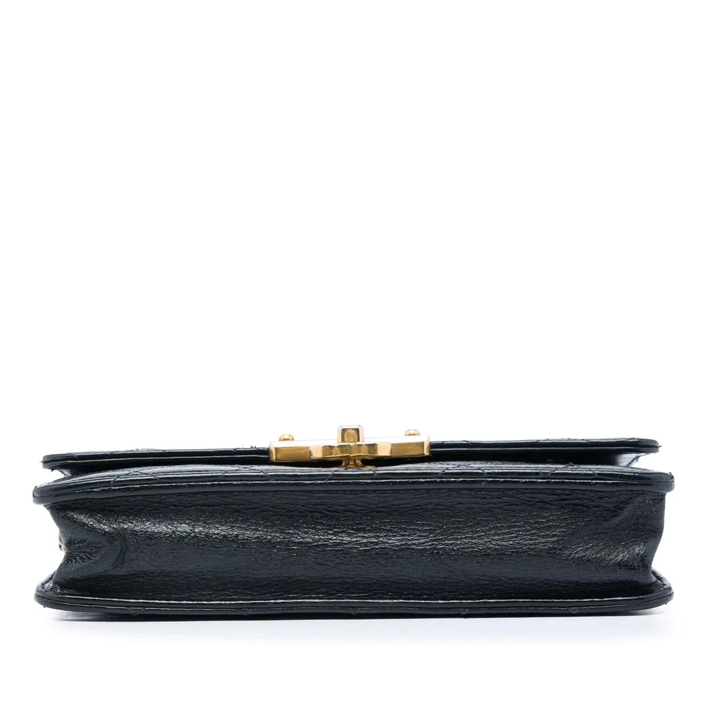 Chanel Stitched Goatskin Golden CC Wallet On Chain Black Leather Very good - Inside View