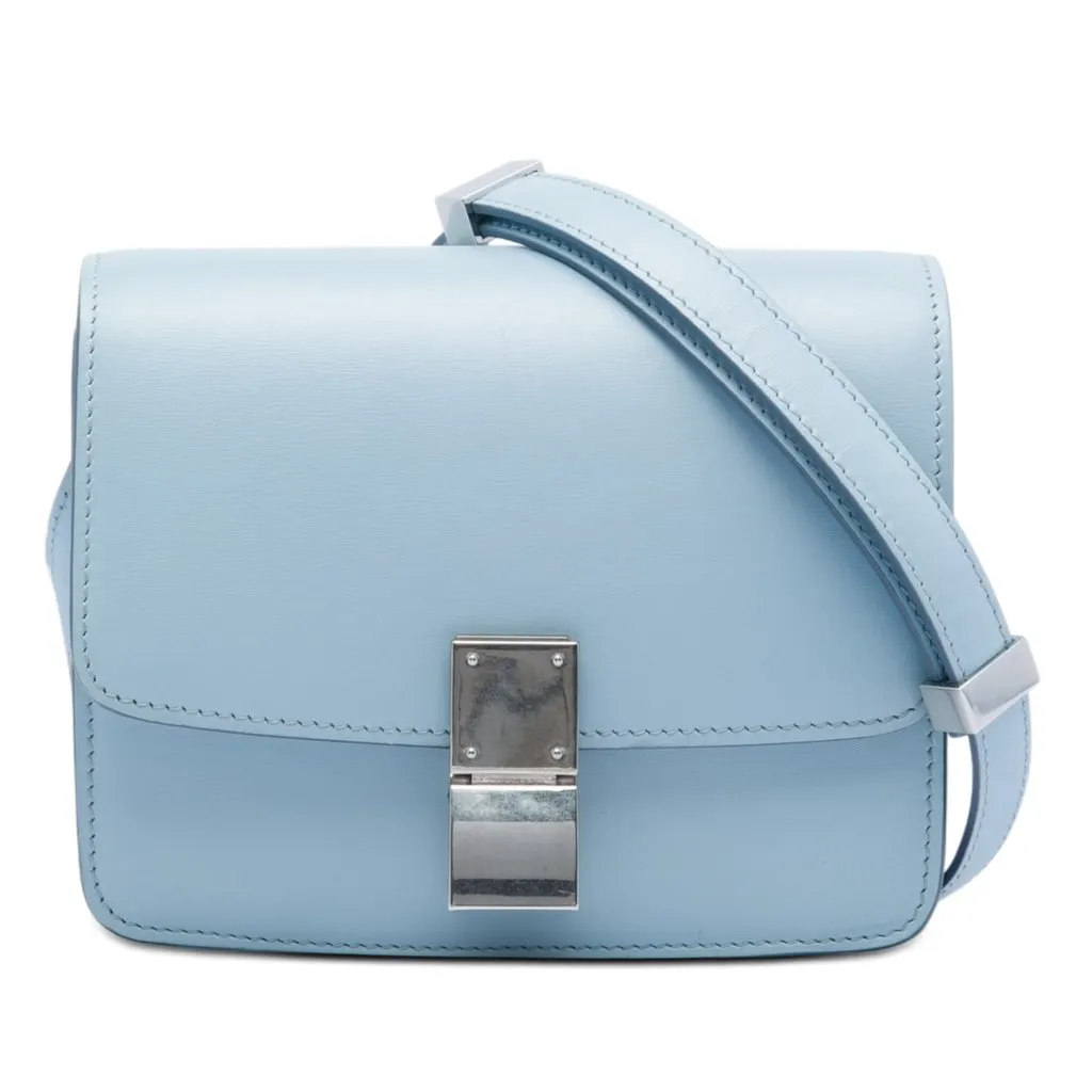 Celine Small Calfskin Classic Box Blue Leather Very good - Front View