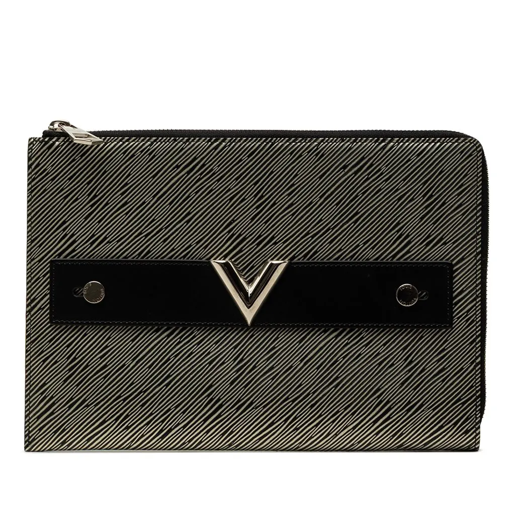 Louis Vuitton Epi Essential V Pochette Silver Leather Very good - Front View