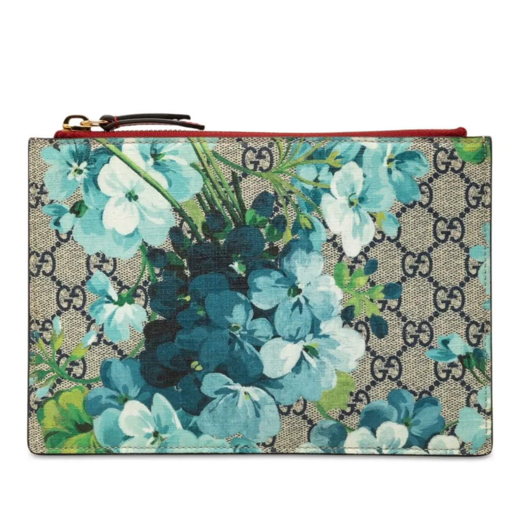 Gucci GG Supreme Blooms Clutch Beige Very good - Front View