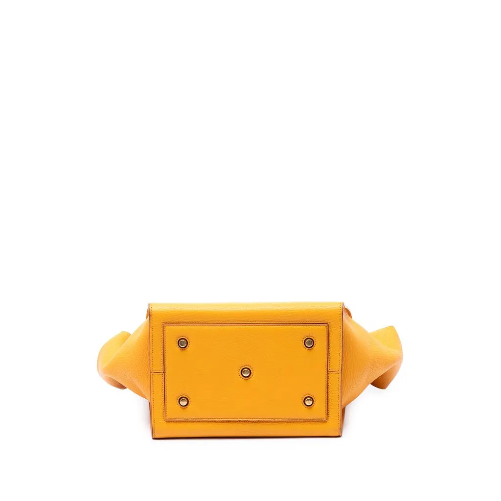 Celine Medium Grained Calfskin Tie Knot Tote Yellow Leather Good - Inside View