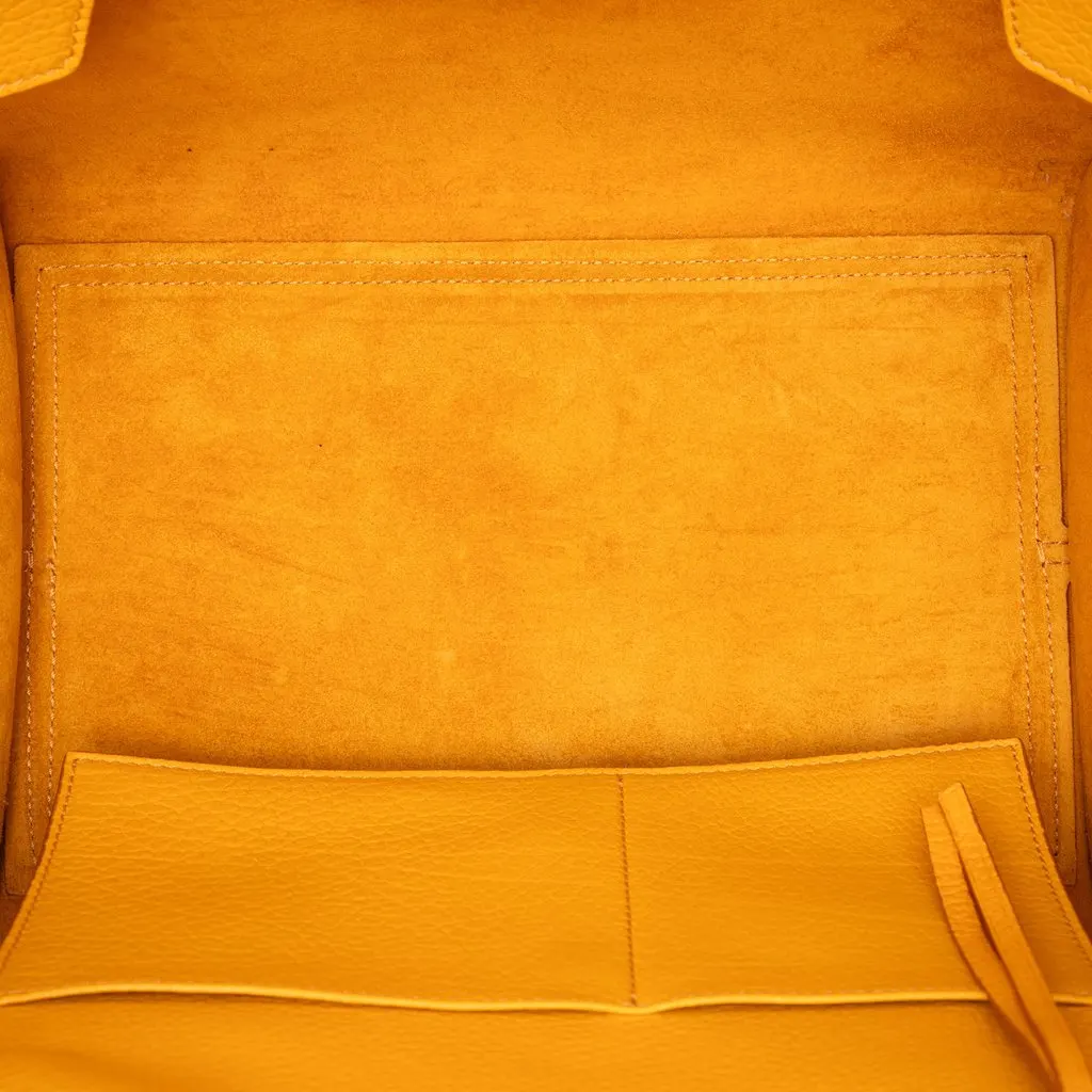 Celine Medium Grained Calfskin Tie Knot Tote Yellow Leather Good - Model View