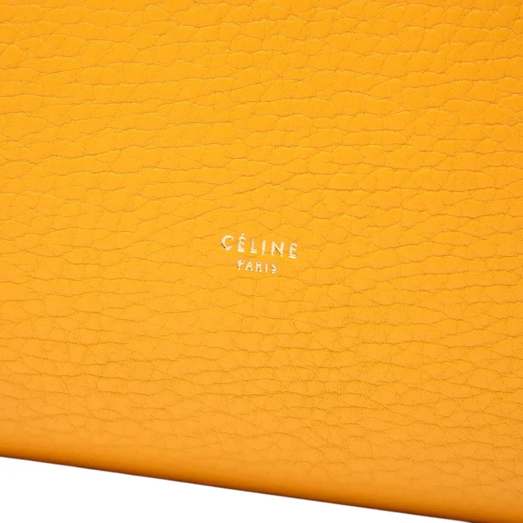 Celine Medium Grained Calfskin Tie Knot Tote Yellow Leather Good - Box View