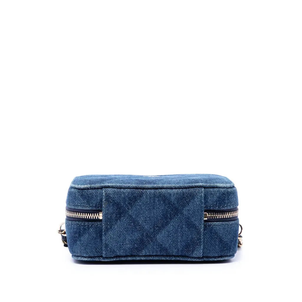 Chanel CC Printed Denim Camera Case Blue Very good - Inside View
