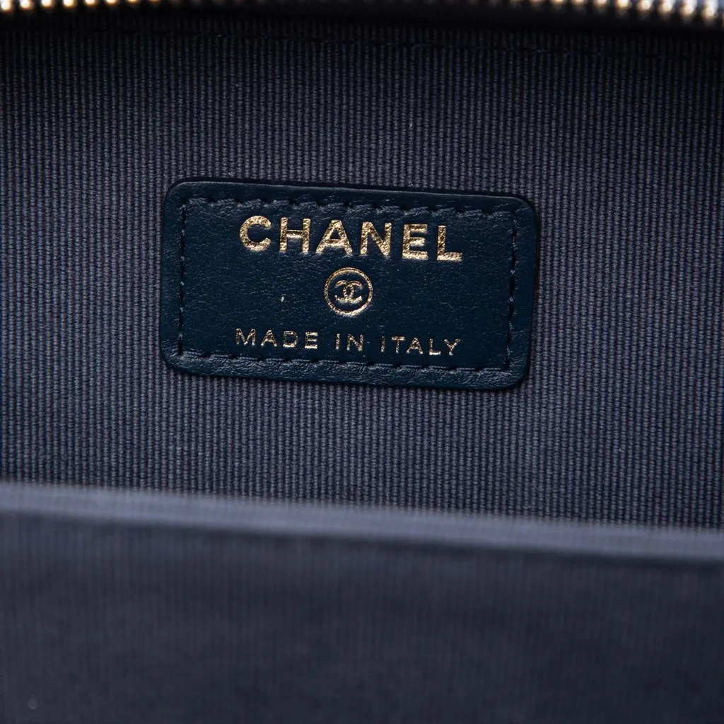 Chanel CC Printed Denim Camera Case Blue Very good - Box View