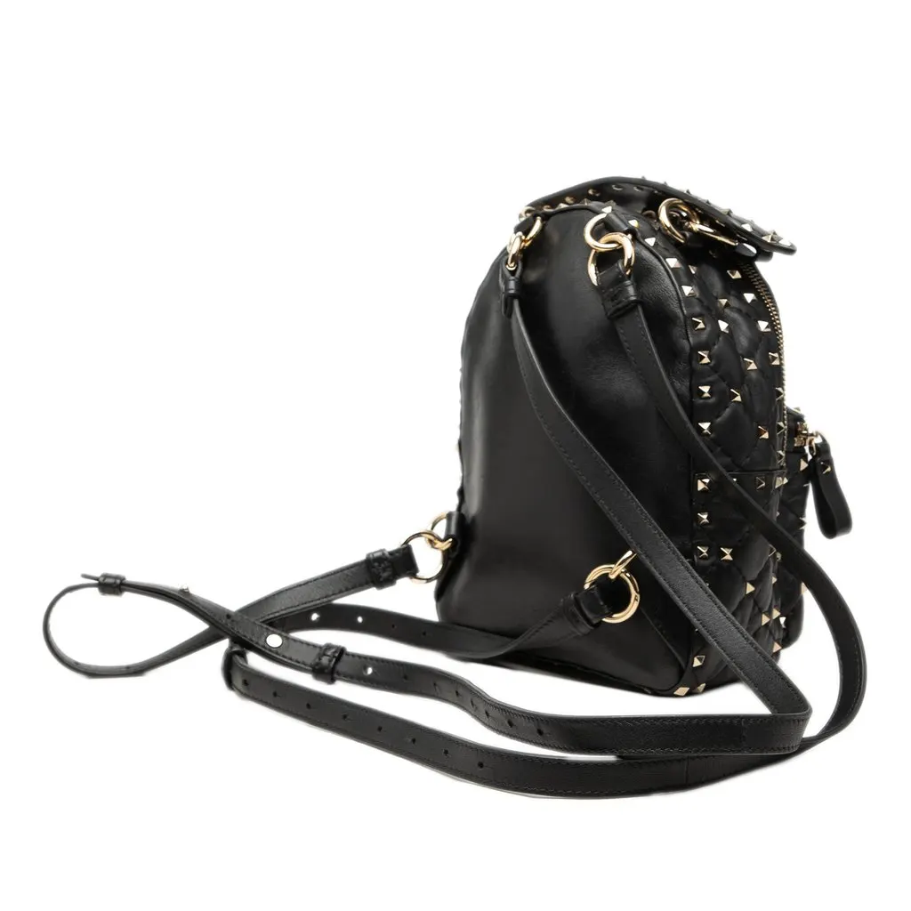 Valentino Mini Nappa VLTN Rockstud Spike Backpack Black Leather Very good - Back View