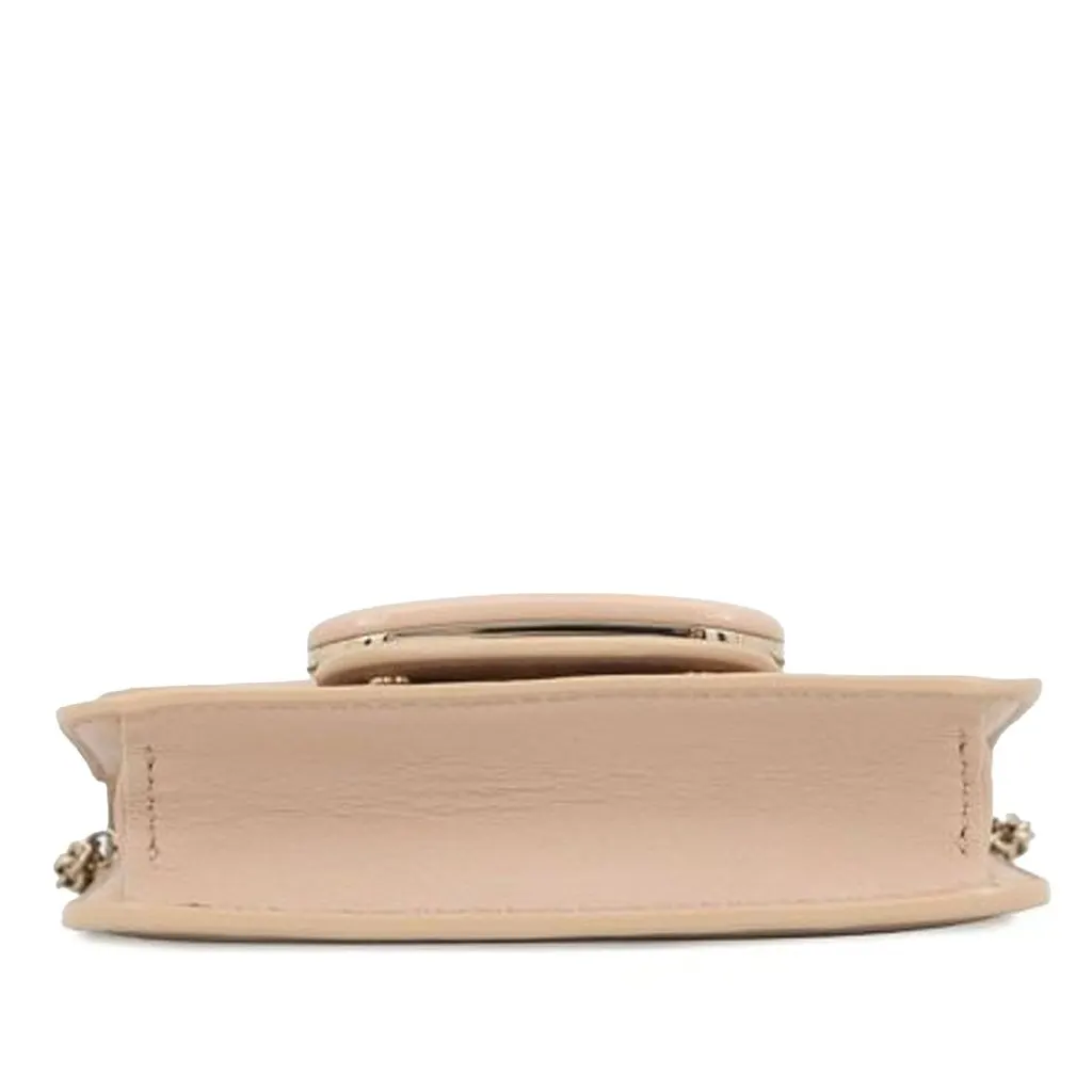 Valentino Leather VLogo Card Case on Chain Pink Leather Good - Inside View