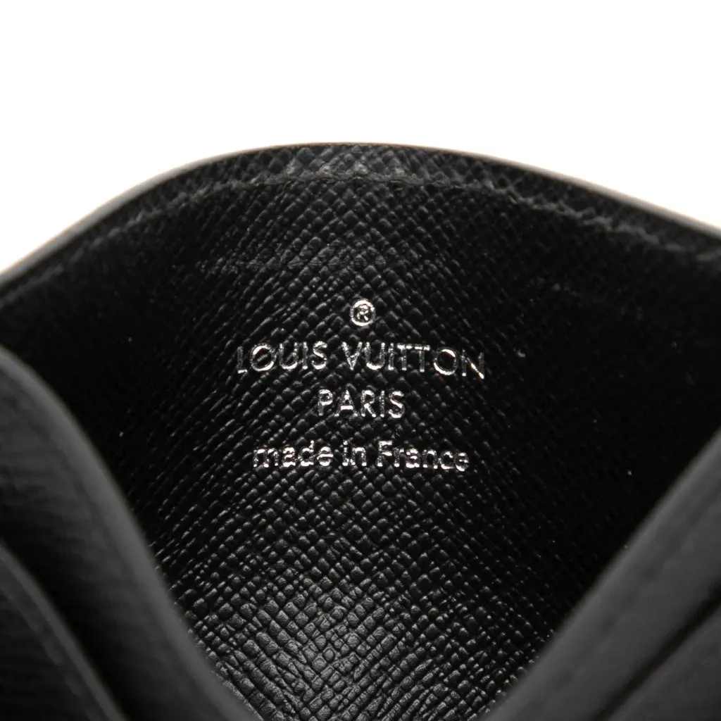 Louis Vuitton Taiga Double Card Holder Black Leather Very good - Box View
