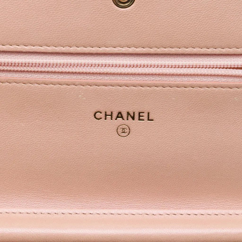 Chanel Quilted Patent Boy Wallet on Chain Brown Leather Very good - Box View