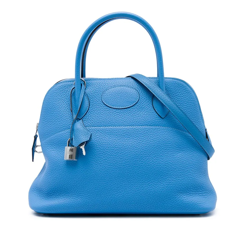 Hermès Clemence Bolide 31 Blue Leather Very good - Front View