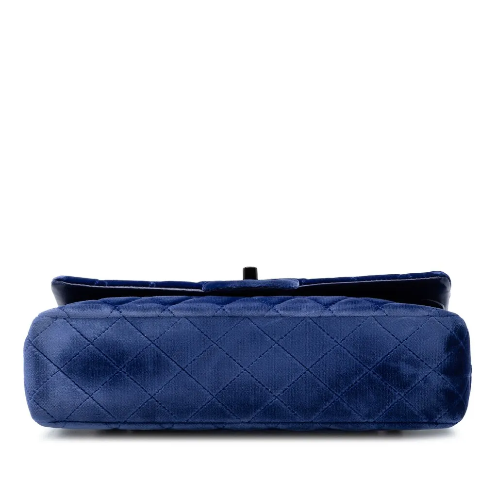 Chanel Medium Classic Velvet Double Flap Blue Very good - Inside View