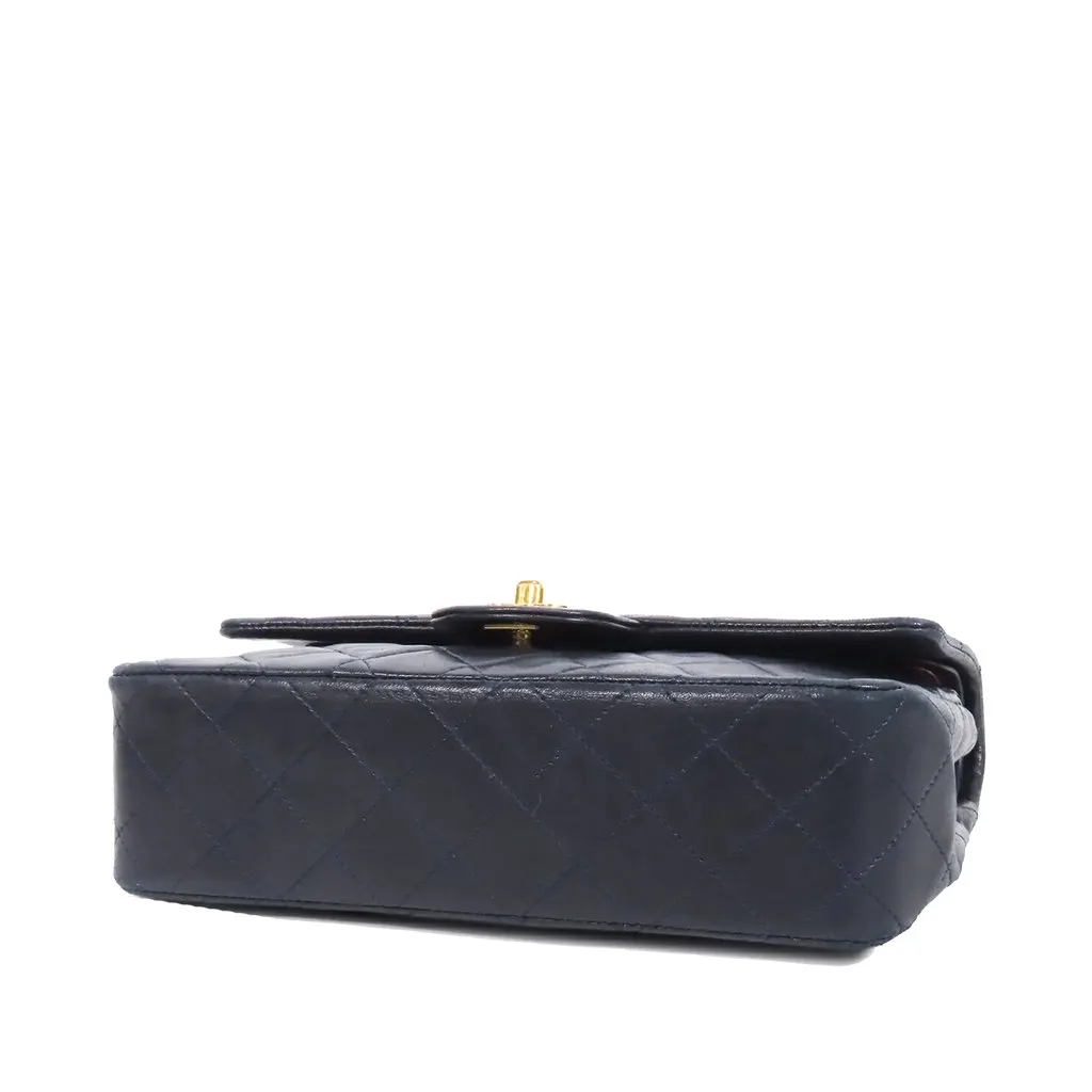 Chanel Small Classic Lambskin Double Flap Blue Leather Very good - Inside View