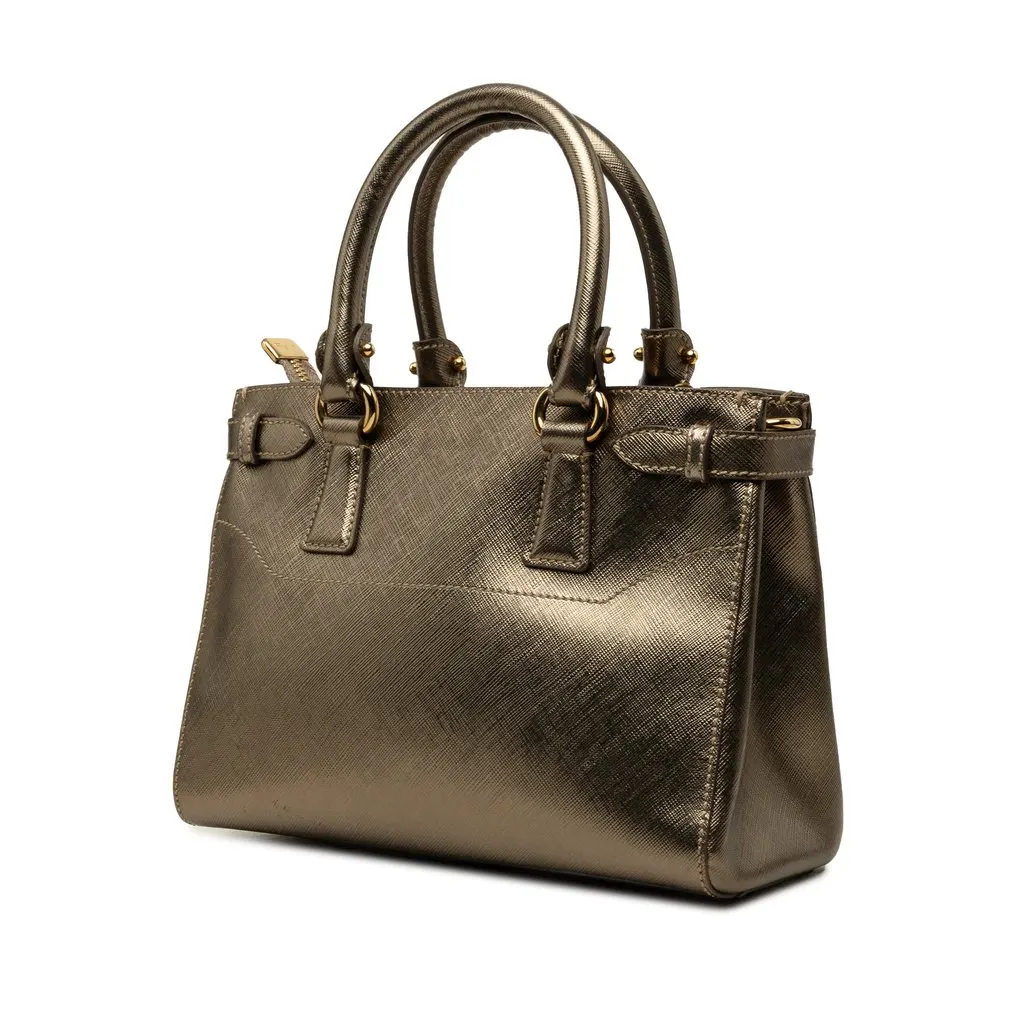 Salvatore Ferragamo Metallic Leather Gancini Batik Satchel Gold Leather Very good - Back View