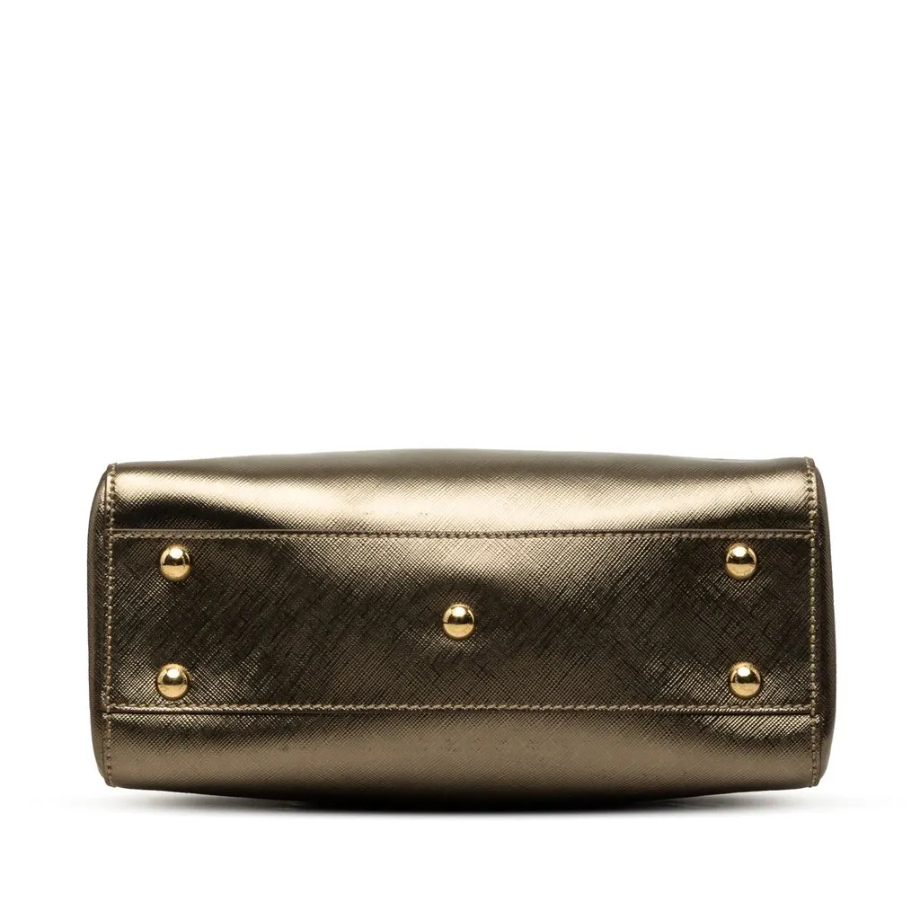 Salvatore Ferragamo Metallic Leather Gancini Batik Satchel Gold Leather Very good - Inside View