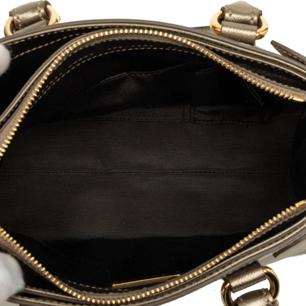 Salvatore Ferragamo Metallic Leather Gancini Batik Satchel Gold Leather Very good - Model View
