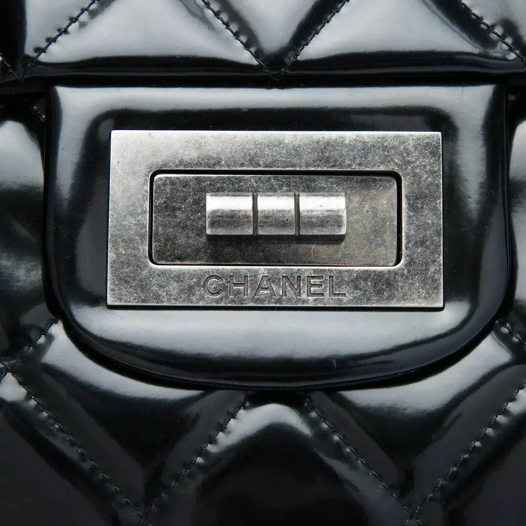 Chanel Quilted Patent Reissue 2.55 Travel Flap XXL Black Leather Very good - Box View