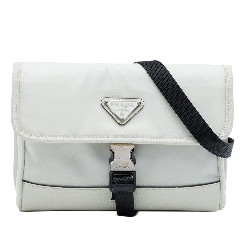 Prada Saffiano Trimmed Re Nylon Smartphone Case White Polyamide Very good - Front View
