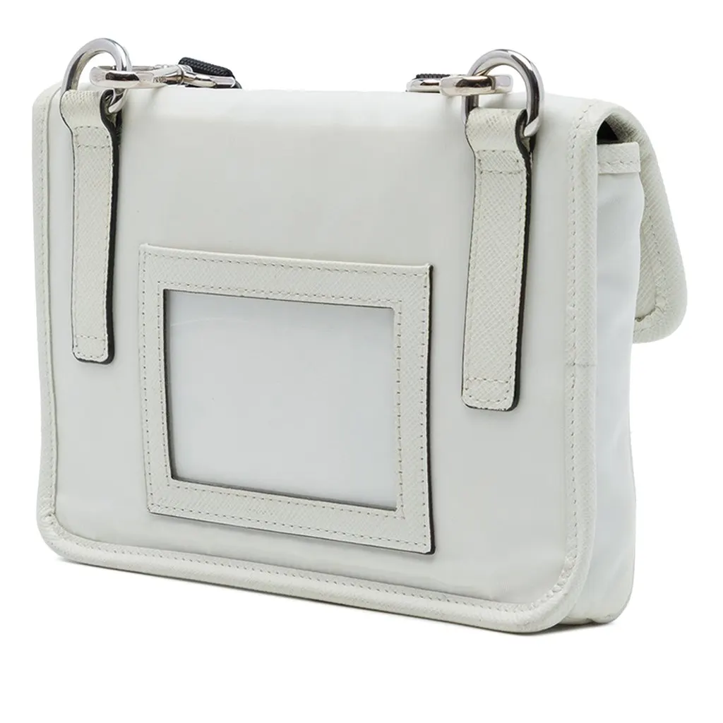 Prada Saffiano Trimmed Re Nylon Smartphone Case White Polyamide Very good - Back View