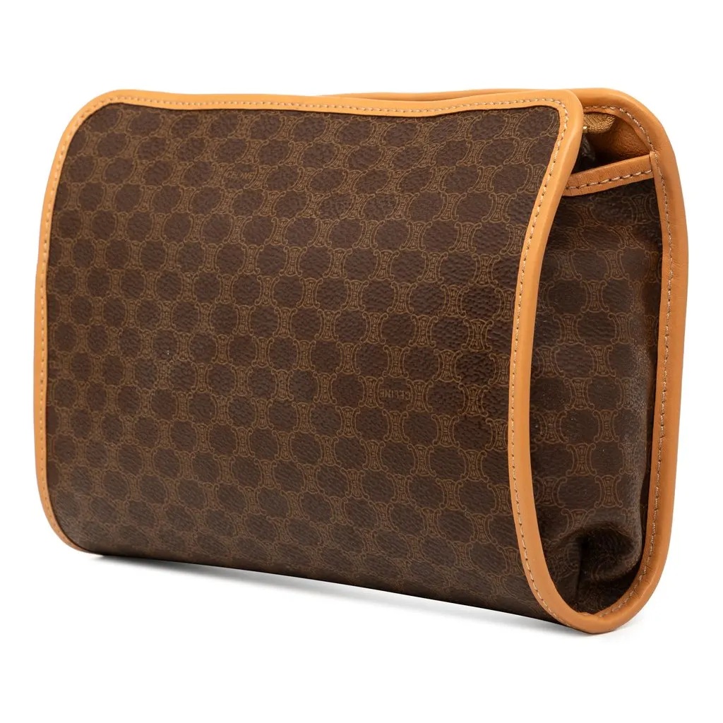 Celine Macadam Coated Canvas Clutch Brown Very good - Back View
