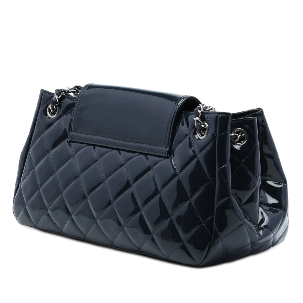 Chanel Quilted Patent Reissue 2.55 Accordion Flap Blue Leather Very good - Back View