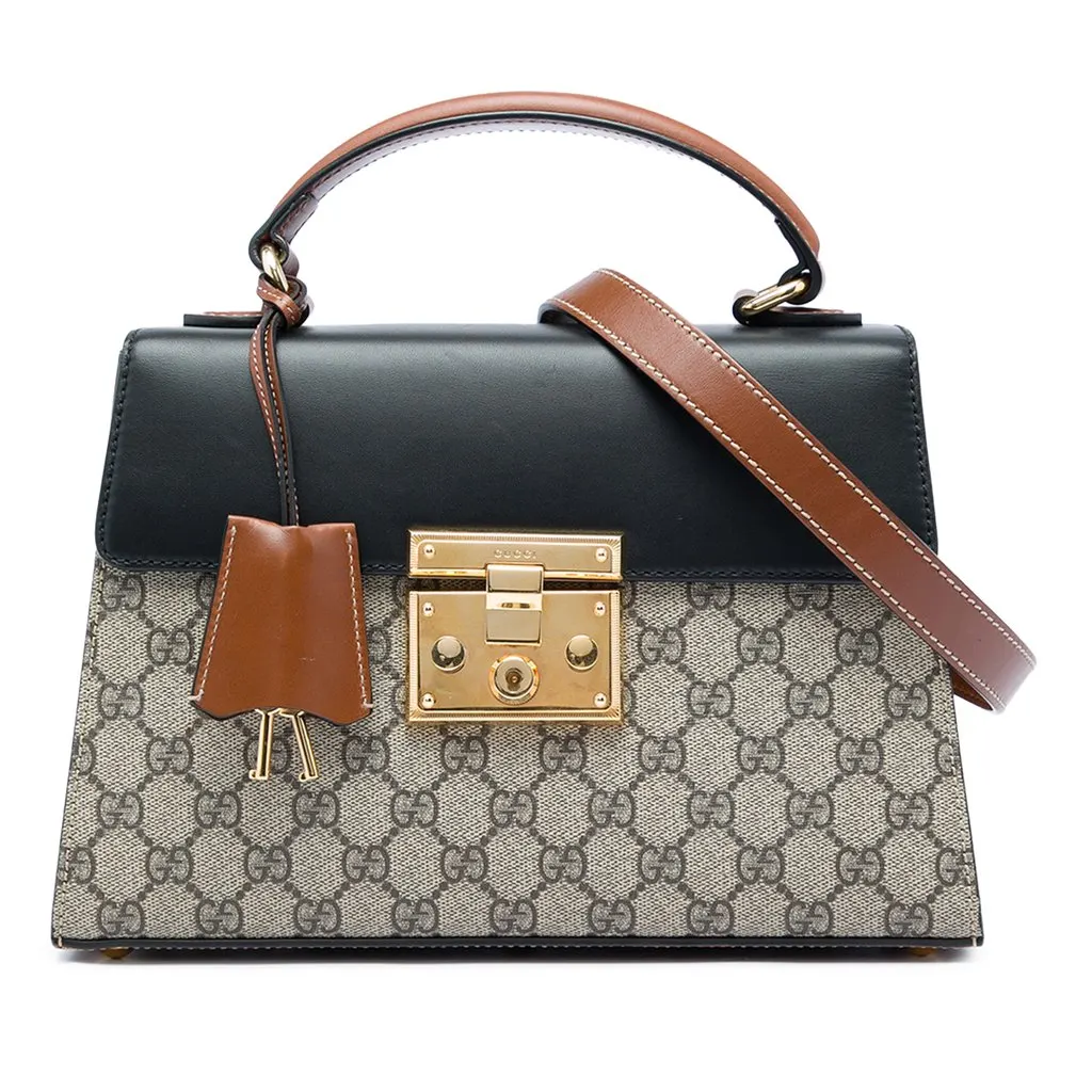 Gucci Small GG Supreme Padlock Satchel Beige Very good - Front View