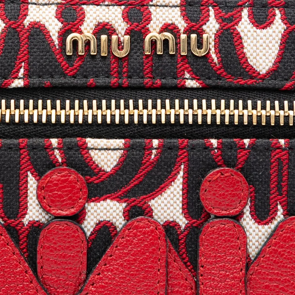 Miu Miu M/M Paris Emiuticon Jacquard and Goatskin Pouch Red Very good - Box View