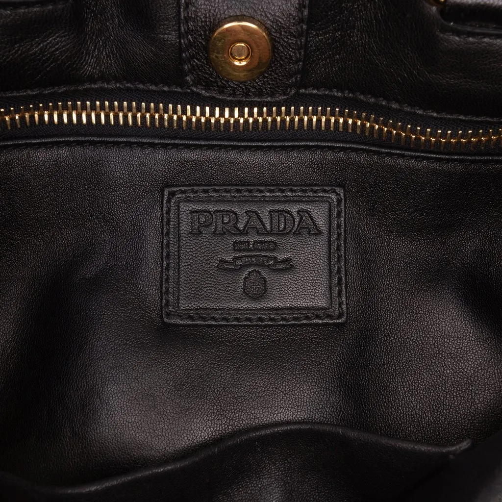 Prada Bicolor Nappa Waves Satchel Black Leather Very good - Box View