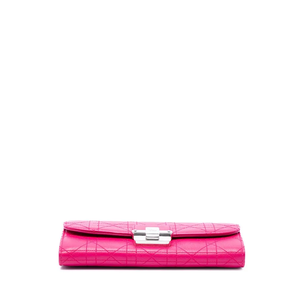 Dior Calfskin Cannage Diorling Wallet on Chain Pink Leather Very good - Inside View