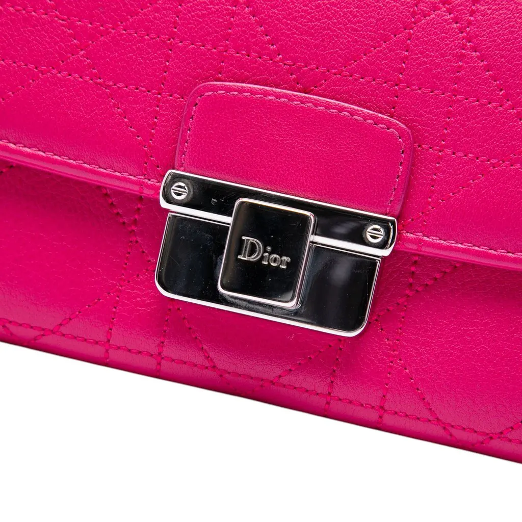 Dior Calfskin Cannage Diorling Wallet on Chain Pink Leather Very good - Box View