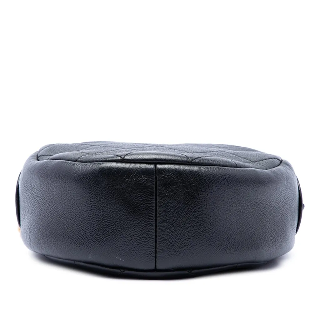 Chanel CC Quilted Glazed Lambskin Round Crossbody Black Leather Very good - Inside View