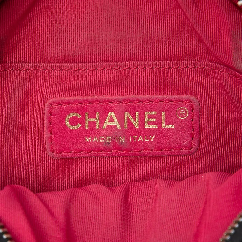 Chanel CC Quilted Glazed Lambskin Round Crossbody Black Leather Very good - Box View